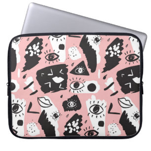 Hand-drawn eyes: trendy pattern laptop sleeve