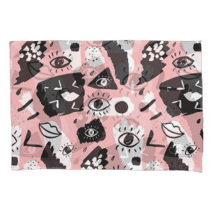 Hand-drawn eyes: trendy pattern pillow case