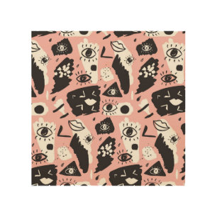 Hand-drawn eyes: trendy pattern wood wall art