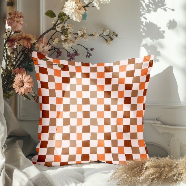 Hand Drawn Fall Check  Throw Pillow (Creator Uploaded)