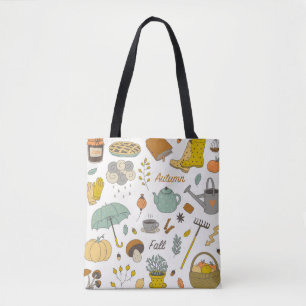 Hand Drawn Fall: Colorful Vintage Set Tote Bag