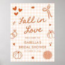 Hand Drawn Fall in Love Bridal Shower Welcome Sign