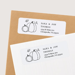 Hand Drawn Fall Pumpkin Leaves Label