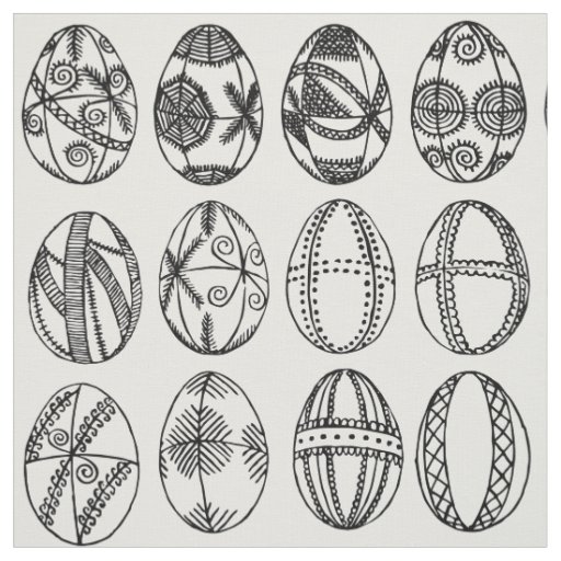 Hand Drawn Fancy Easter Eggs Adult Coloring Fabric