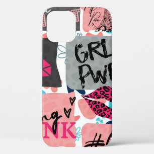 hand drawn fashion girls pattern. Colorful modern iPhone 12 Case