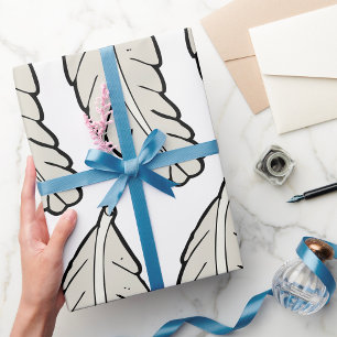 Hand Drawn Feather Minimalist Nature Wrapping Paper