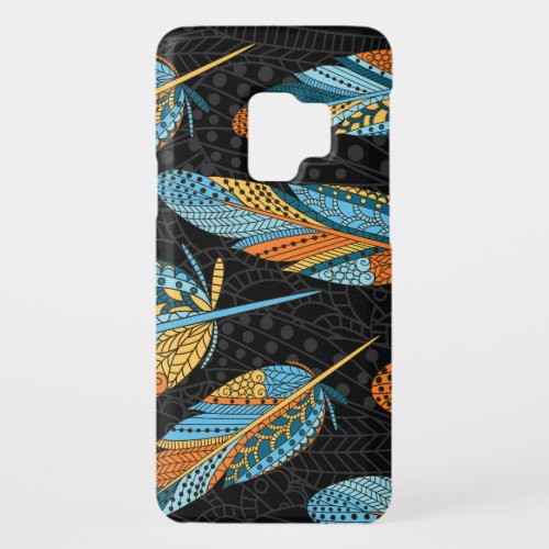 Hand_drawn feathers colorful background Case_Mate samsung galaxy s9 case