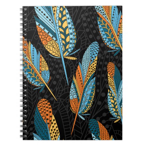 Hand_drawn feathers colorful background notebook