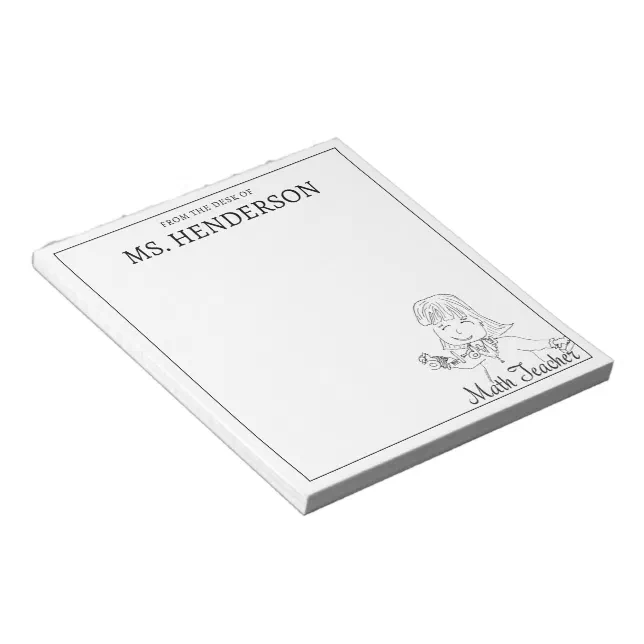 Hand Drawn Female Math Teacher Notepad | Zazzle
