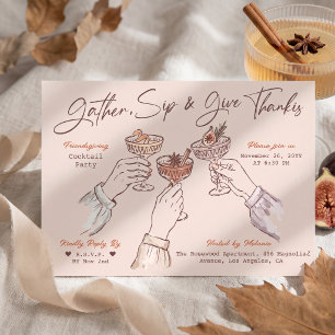 Hand Drawn Festive Friendsgiving Cocktail Party Invitation