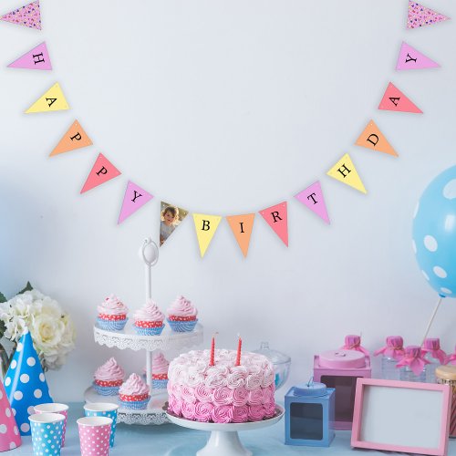 Hand Drawn First Birthday Party Fruit Pattern Bunting Flags