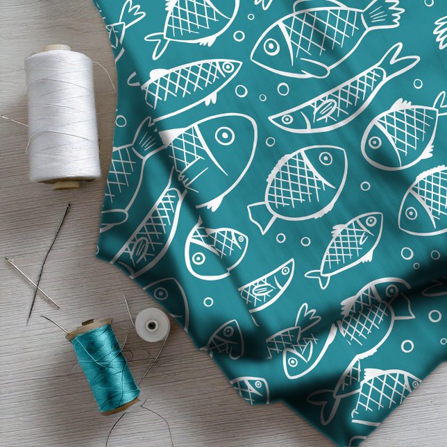 Hand Drawn Fish and Bubbles ID489 Fabric (Creator Uploaded)