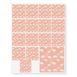 Hand drawn flamingo black outline sketch. Seamless Temporary Tattoos