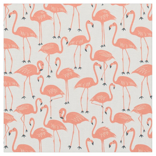 Hand-Drawn Flamingo | Tropical Sewing & Quilting Fabric (Close Up)