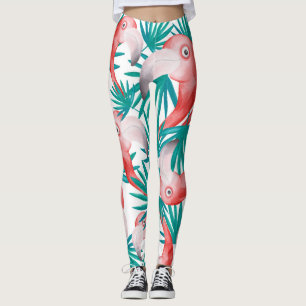 Hand-drawn flamingo: watercolor seamless pattern. leggings