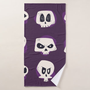 Hand drawn flat dia de muertos skulls collection s bath towel