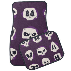 Hand drawn flat dia de muertos skulls collection s car floor mat