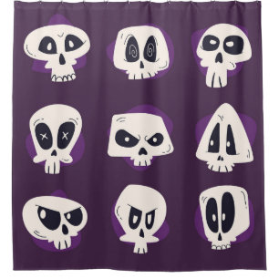 Hand drawn flat dia de muertos skulls collection s shower curtain