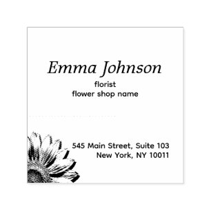 Hand-Drawn Floral Accent Custom Business Rubber Self-inking Stamp