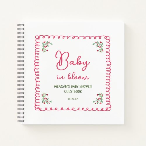 Hand Drawn Floral Baby In Bloom Baby Shower Notebook