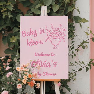 Hand Drawn Floral Baby In Bloom Shower Welcome Foam Board