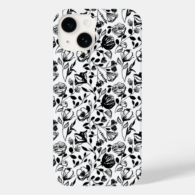 Hand Drawn Floral Black and White Case (Back)
