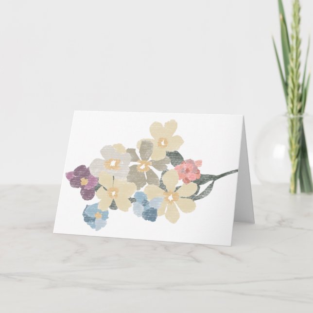 Hand Drawn Floral Blank Greeting Card (Front)