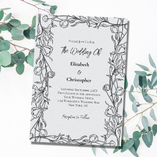 Hand Drawn Floral Botanical Elegant Wedding Invitation