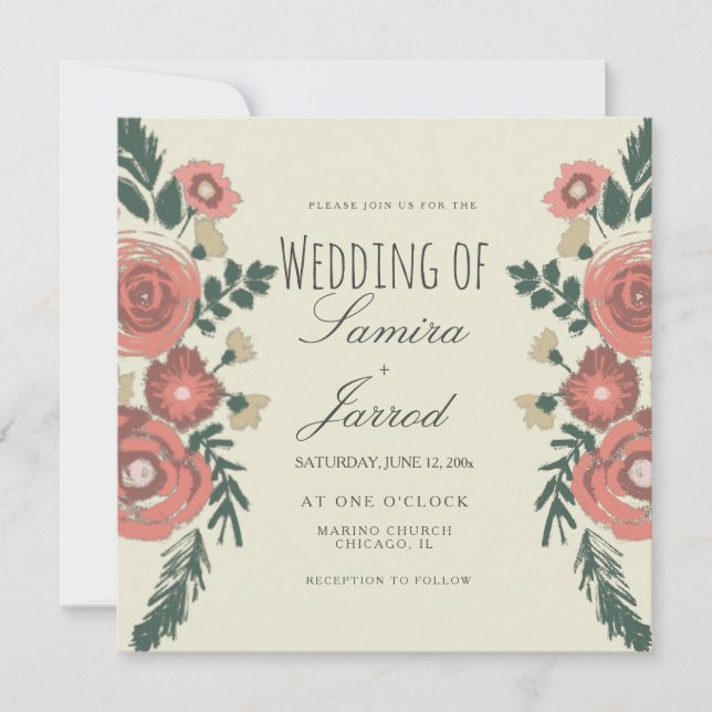 Hand-Drawn Floral Bouquet Vintage Wedding (Front)