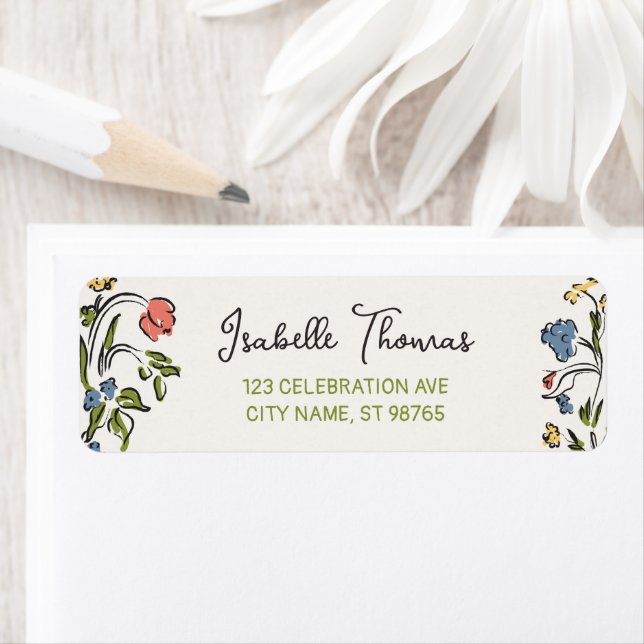 Hand Drawn Floral Bridal Shower Label (Insitu)