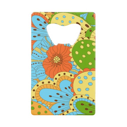 Hand Drawn Floral Colorful Seamless Credit Card Bottle Opener