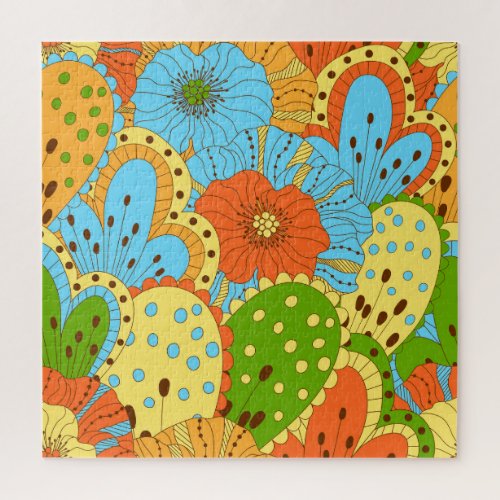 Hand Drawn Floral Colorful Seamless Jigsaw Puzzle