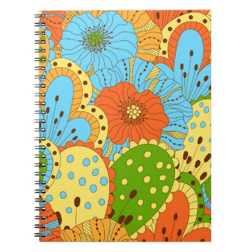 Hand Drawn Floral Colorful Seamless Notebook