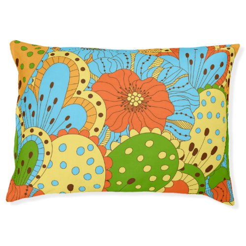 Hand Drawn Floral Colorful Seamless Pet Bed