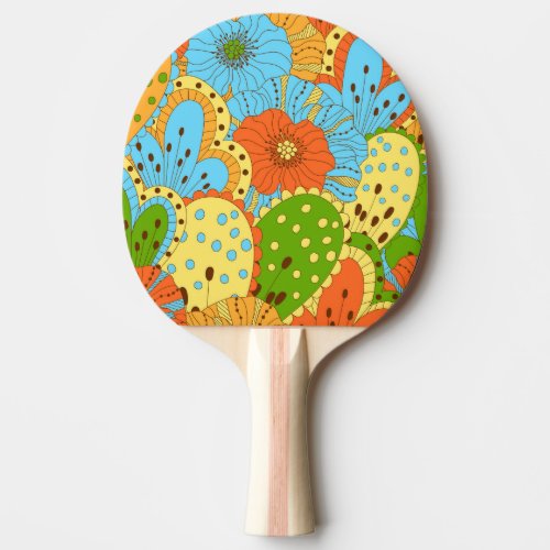 Hand Drawn Floral Colorful Seamless Ping Pong Paddle