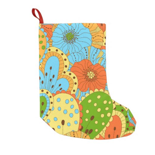 Hand Drawn Floral Colorful Seamless Small Christmas Stocking