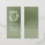 Hand Drawn Floral Crest Monogram Wedding Program Brochure<br><div class="desc">Celebrate your special day with these Hand Drawn Floral Crest Monogram Wedding Program Brochures in a rich dark olive green. Featuring an elegant hand-drawn floral crest design and a timeless monogram, these folded brochures are perfect for sharing your wedding ceremony details, timeline, and wedding party information with your guests. Printed...</div>