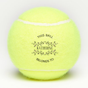 Hand Drawn Floral Doodle Name Tennis Balls