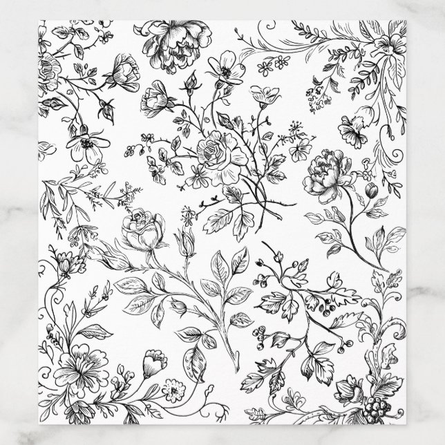 Hand Drawn Floral Elegant Modern Wedding Envelope Liner (Design)
