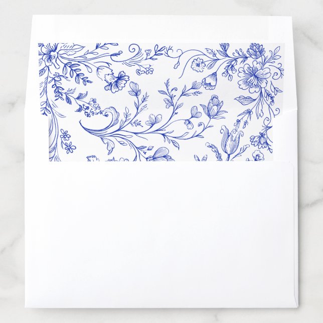 Hand Drawn Floral Elegant Modern Wedding Envelope Liner (In Envelope)