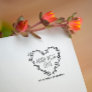 Hand Drawn Floral Heart Wreath Made With Love Rubber Stamp