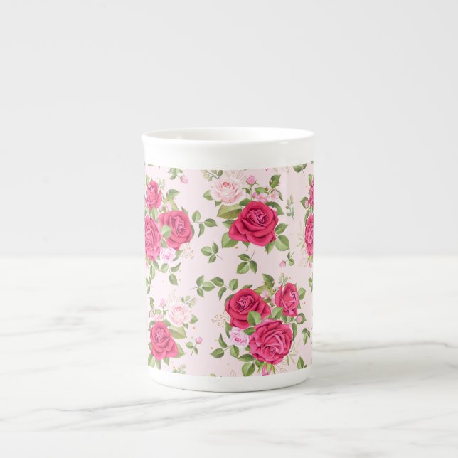 Hand Drawn Floral Leaves Seamless Pattern-23700 Bone China Mug (Front)