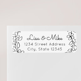 Hand Drawn Floral Names Wedding Return Address Label