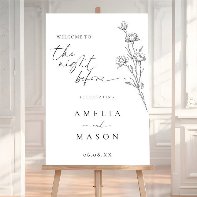 Hand Drawn Floral Night Before Wedding Sign (Hand Drawn Floral Night Before Wedding Sign)