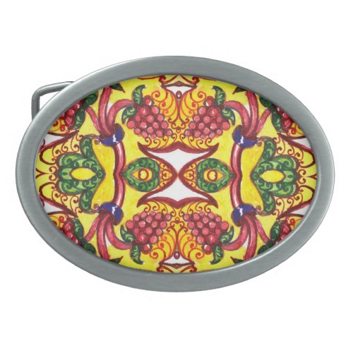 Hand Drawn Floral Ornamental Elegance Belt Buckle