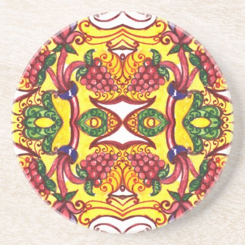 Hand Drawn Floral Ornamental Elegance Coaster