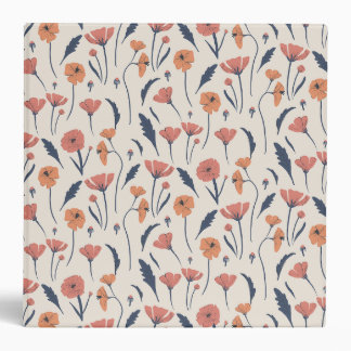 Hand drawn floral pattern 3 ring binder