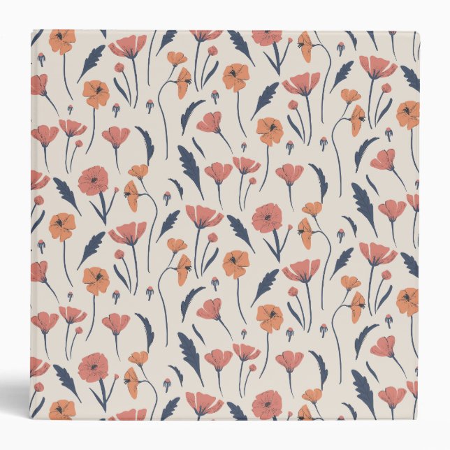 Hand drawn floral pattern 3 ring binder (Front)