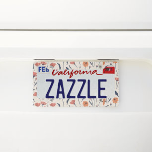 Hand drawn floral pattern license plate frame