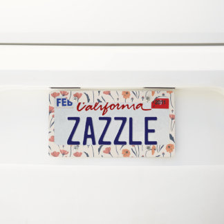 Hand drawn floral pattern license plate frame